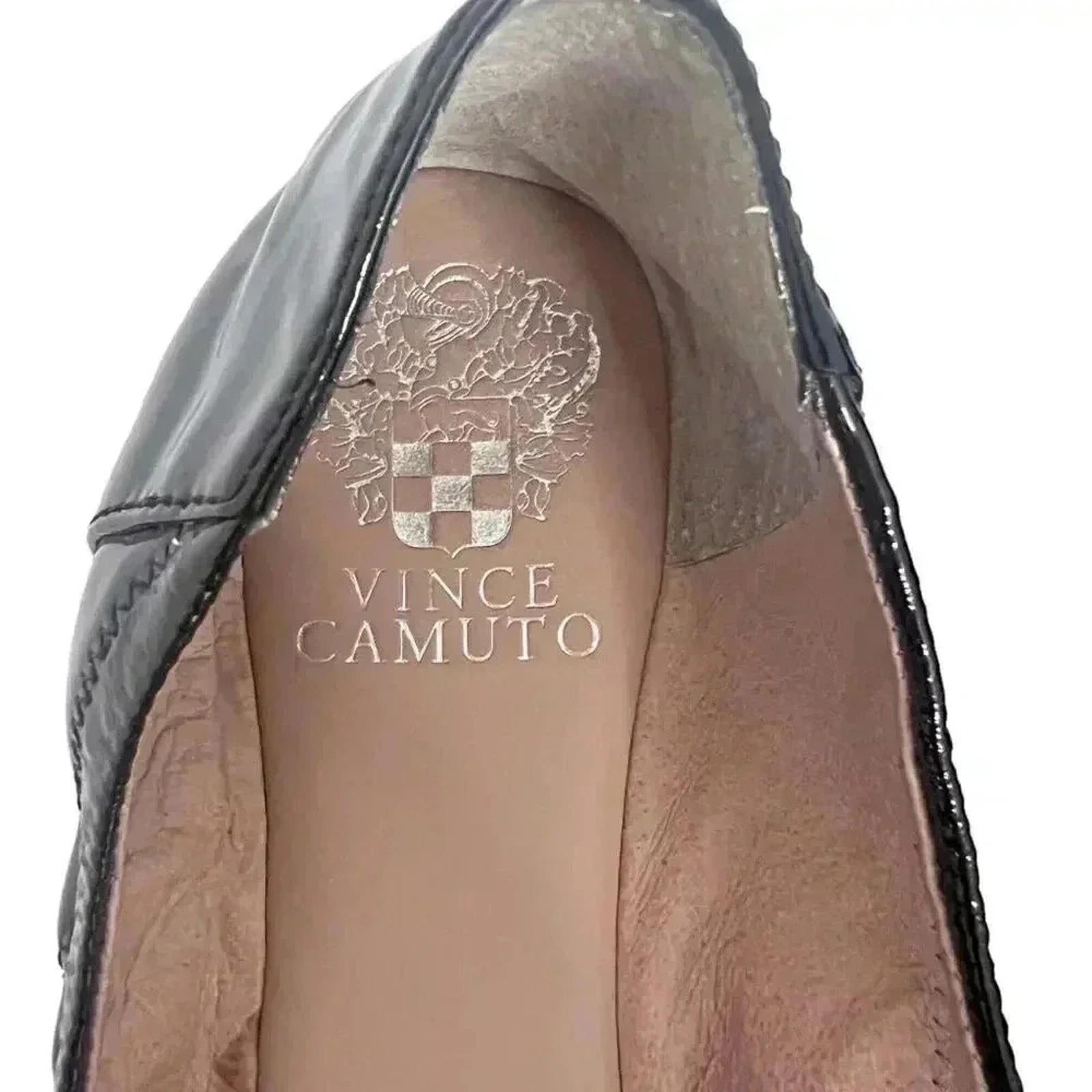 Vince Camuto Black Patent Leather Ballet Flats Women's Size 8.5 Balletcore