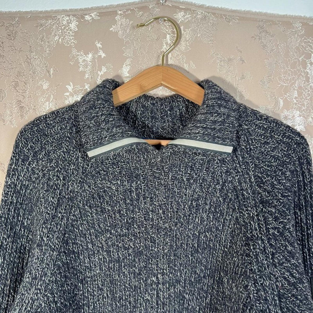 Henri Lloyd Men's 100% Wool Black and White Knit Collared Sweater Size M