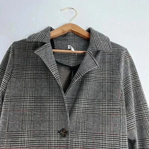 Avec Les Filles Plaid Houndstooth Jacket Black White Quiet Luxury Size L