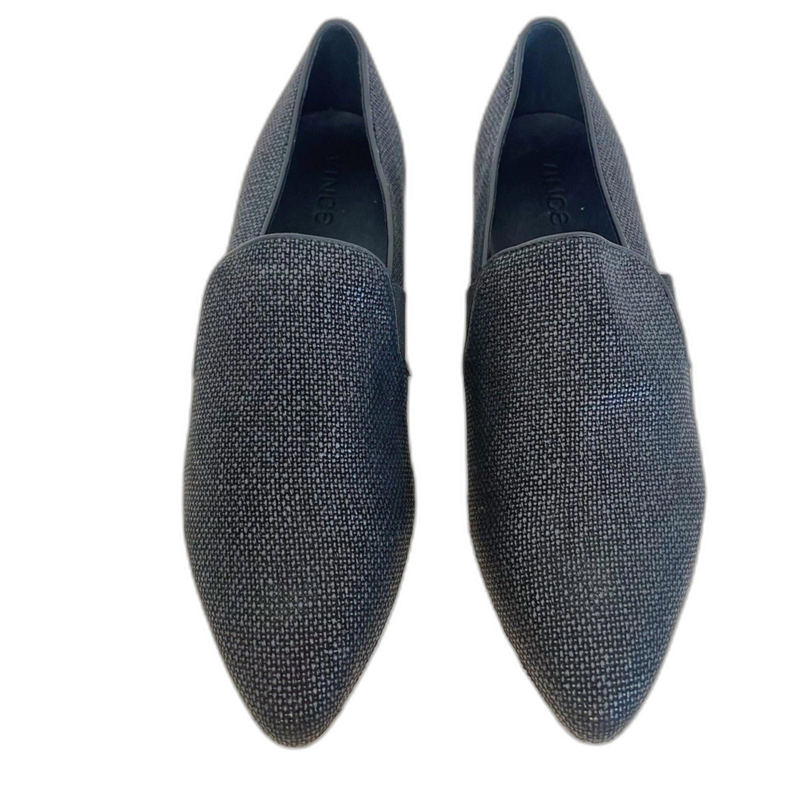Vince Blair Sneakers Black Leather Woven Slip On Pointed Toe Women's Size 11