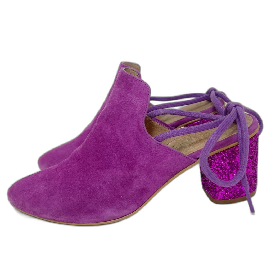 Free People Bright Purple Mules Glitter Booties Chic Women's Size