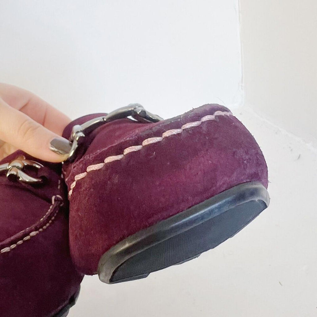 Salvatore Ferragamo Men's Gancini Suede Bit Loafers Purple Plum Men's Size 9.5