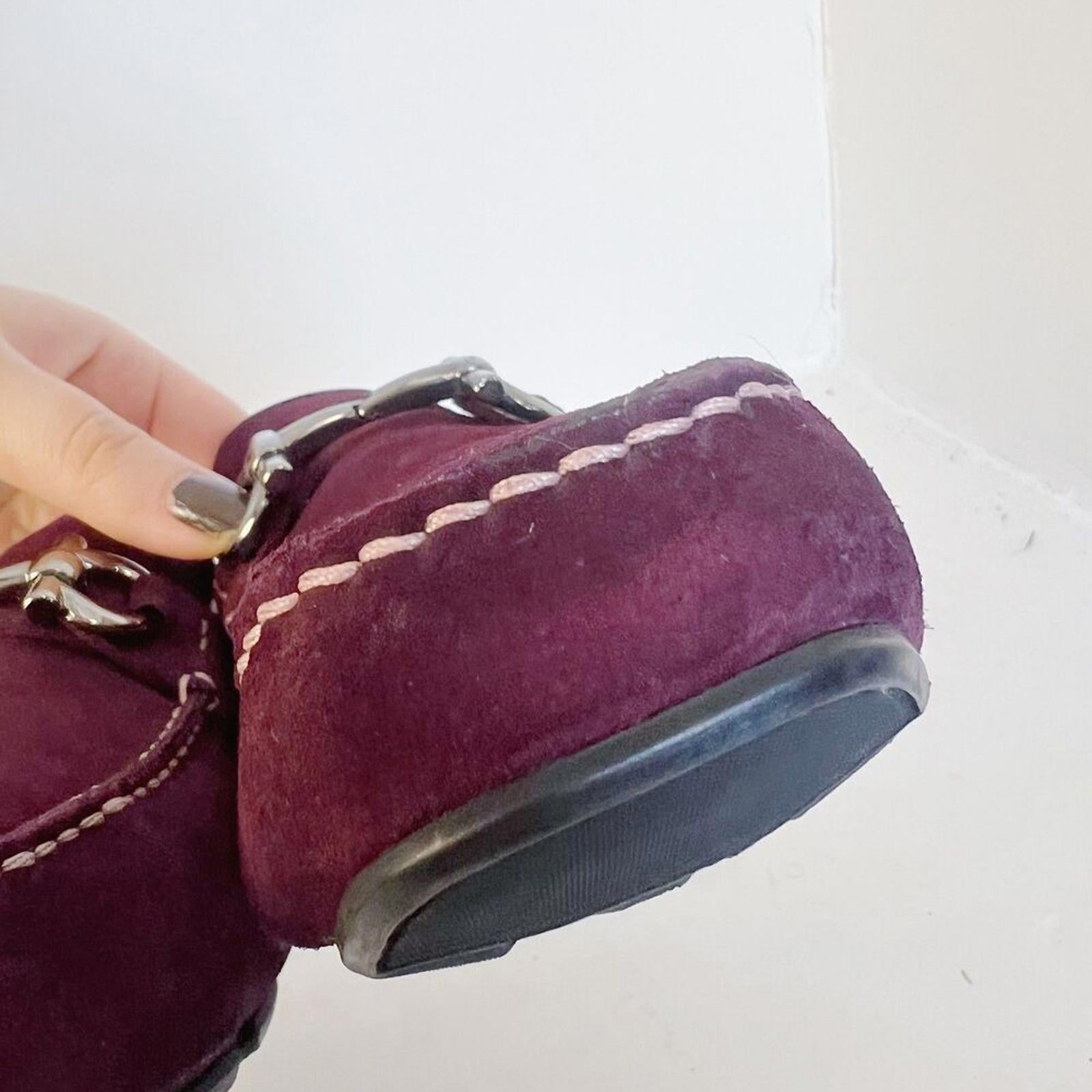 Salvatore Ferragamo Men's Gancini Suede Bit Loafers Purple Plum Men's Size 9.5