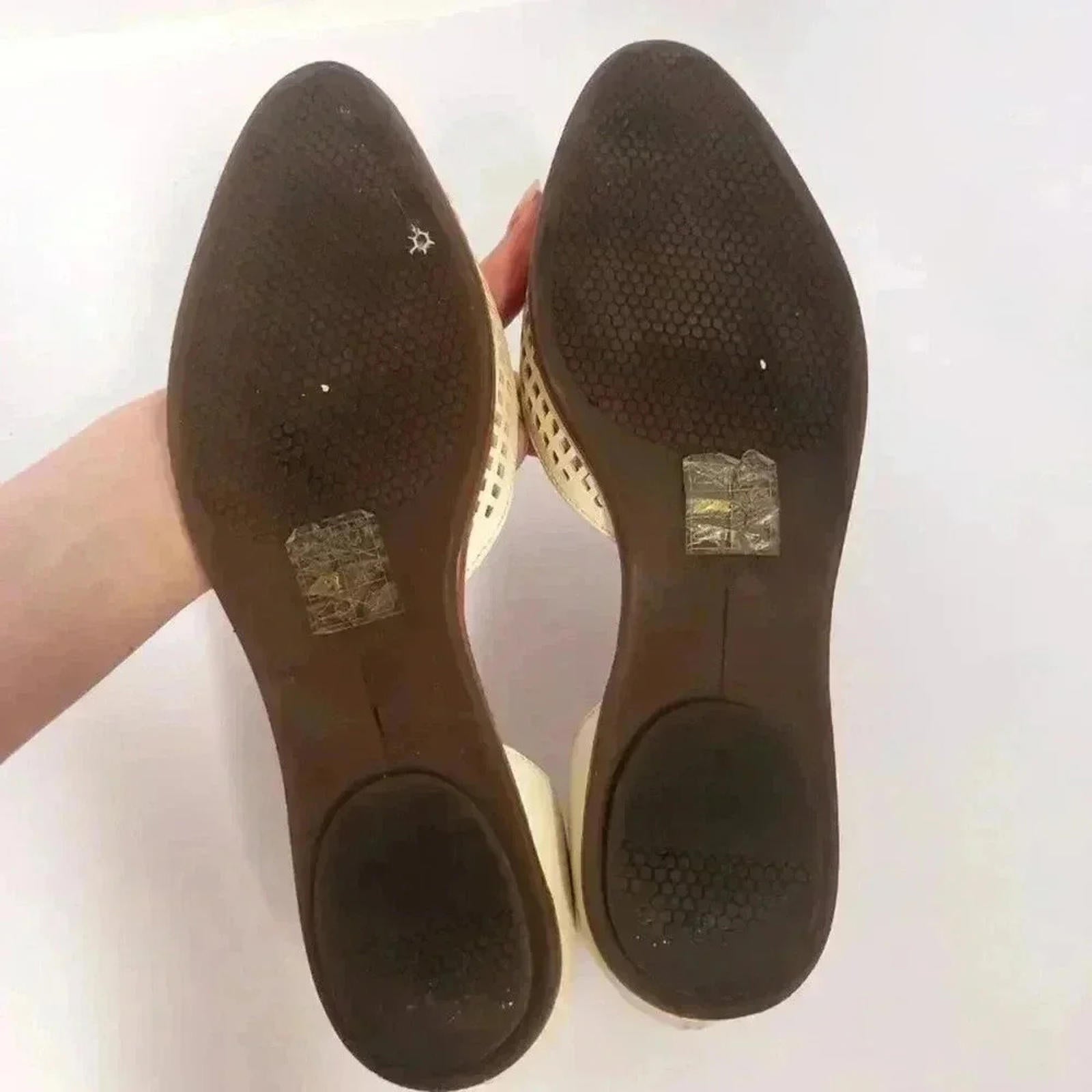 Dolce Vita Laynie D'Orsay Cream Leather Pointed Toe Flats Sandal Size 7.5