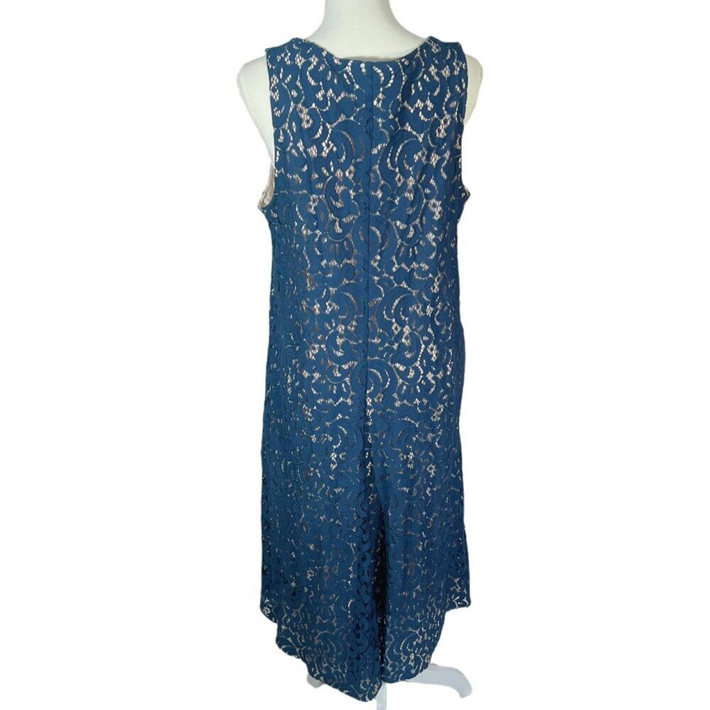 Anthropologie Maeve Vienne Navy Blue Lace High Low Dress Women's Size L