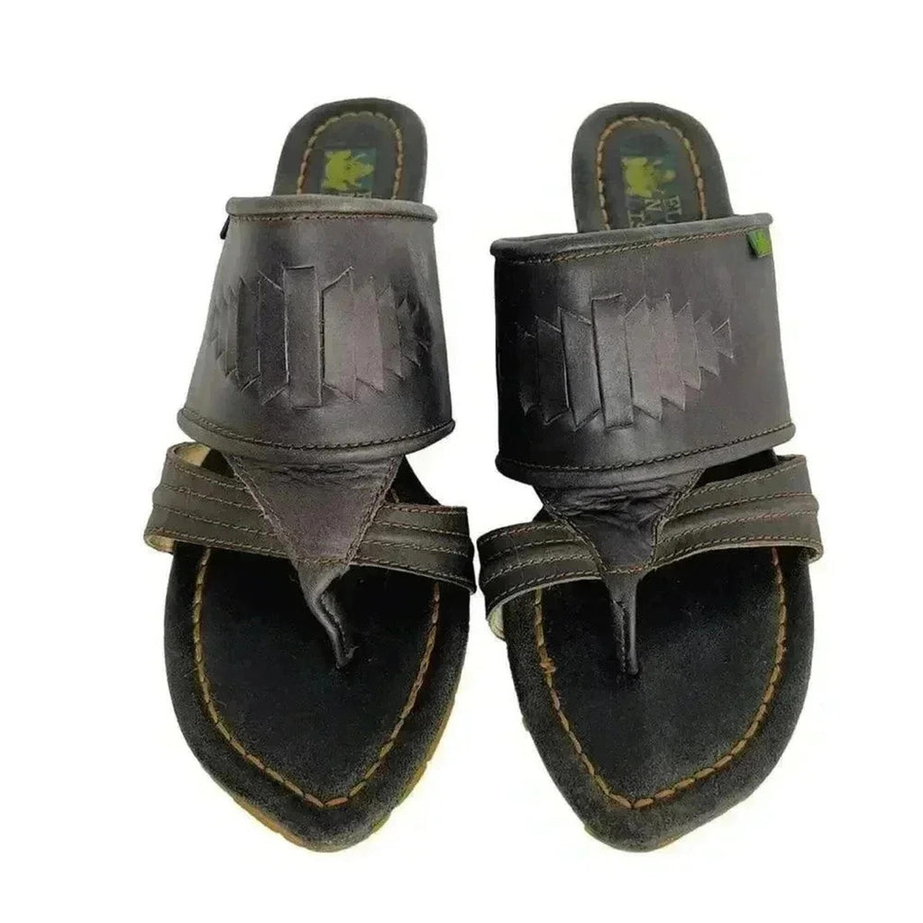 El Naturalista Leather Heeled Flip Flop Sandals Wedge Women's size 11 US