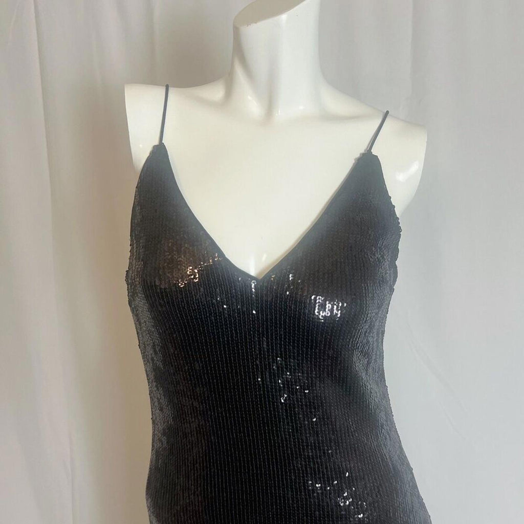 Forever 21 Black Sequined Fringe Dress Flapper Dress Women's Size M