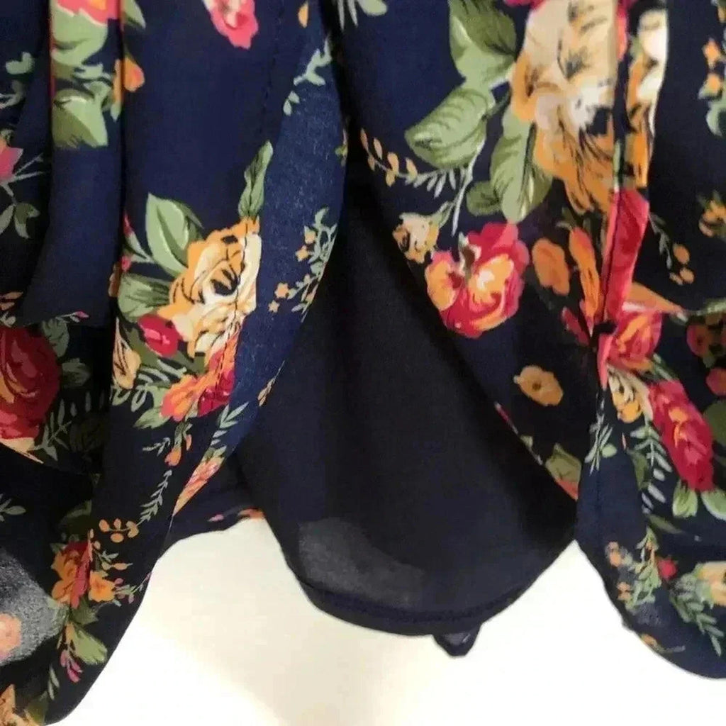 Chic Floral Jodifl Navy Floral Babydoll Dress Flowers Women's Size L