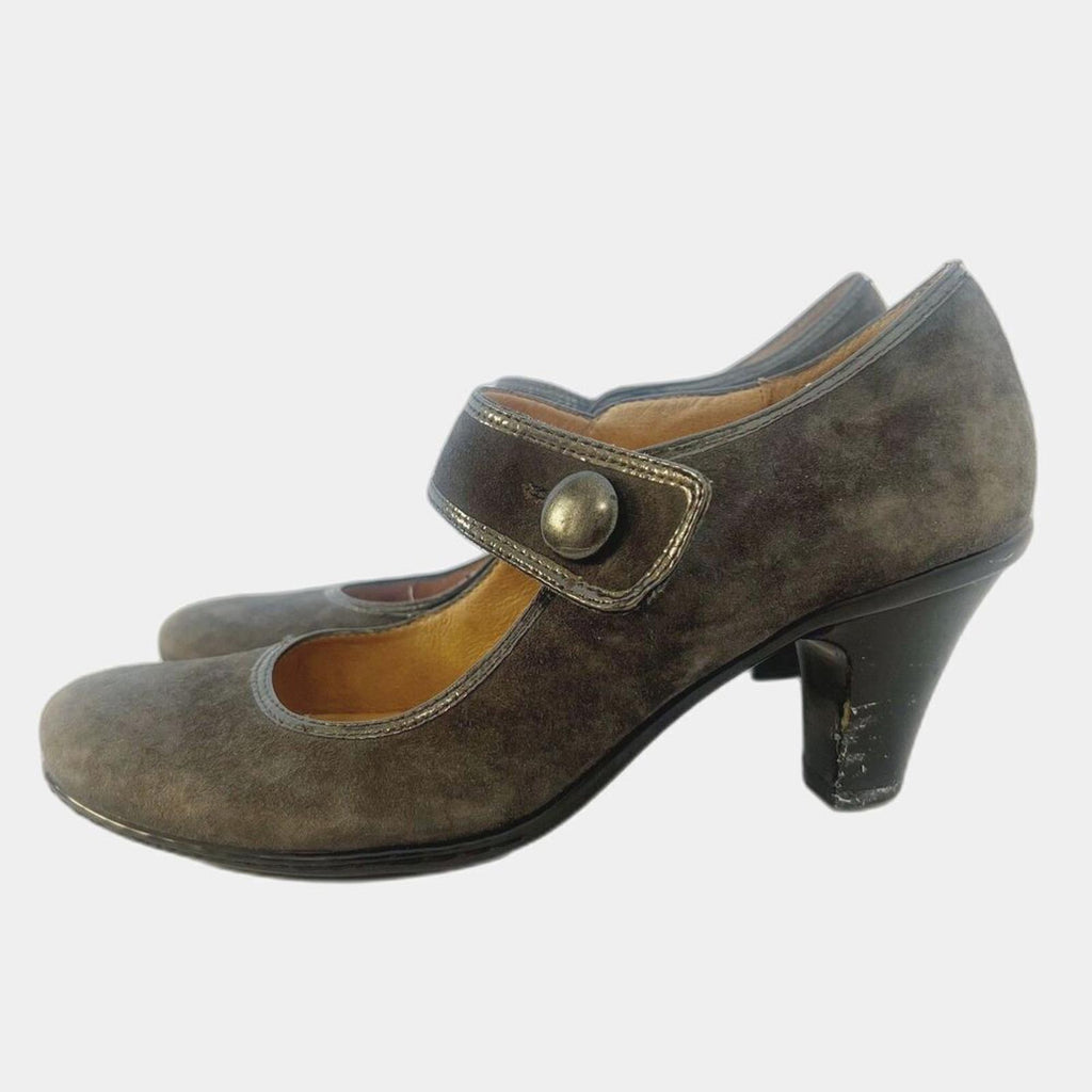 Sofft Mary Janes Grey Suede Heels Pumps Women's Size 8