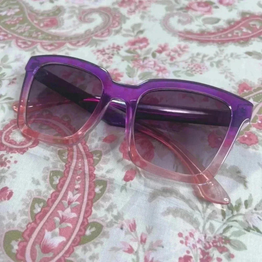 Pink and Purple Ombre Sunglasses Square Rectangular Cateye