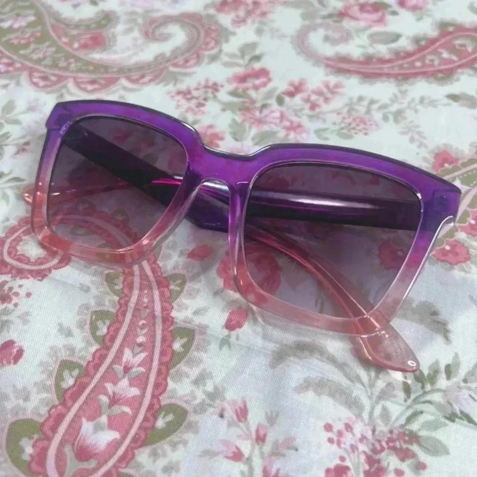 Pink and Purple Ombre Sunglasses Square Rectangular Cateye