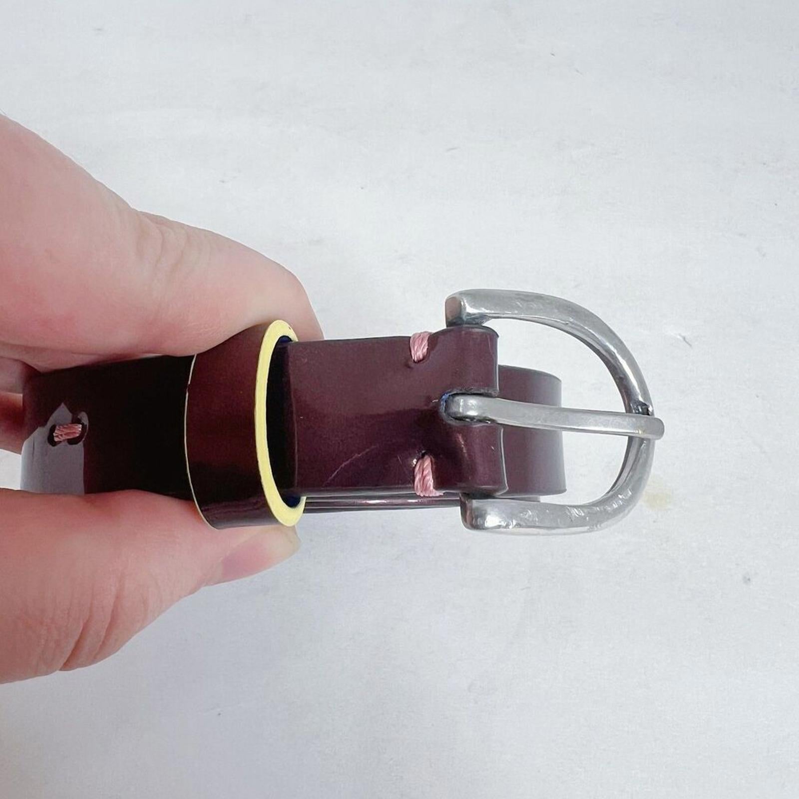 y2k Vintage Paul Green Women's Burgundy Patent Leather Skinny Belt Size 75 30
