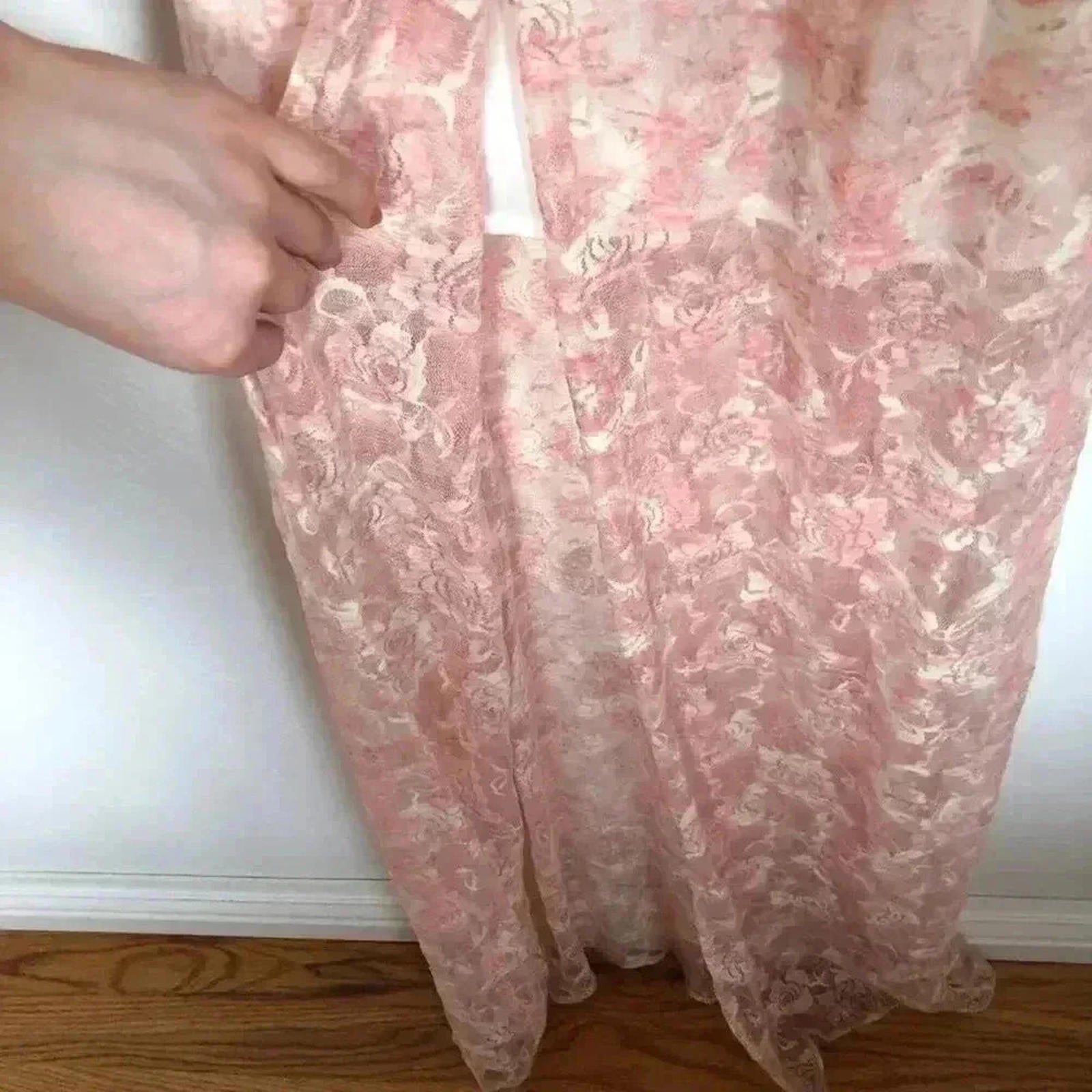 NWT BCBG Surplice Pink Lace Maxi Dress Boho Chic Formal Prom Women's Size S