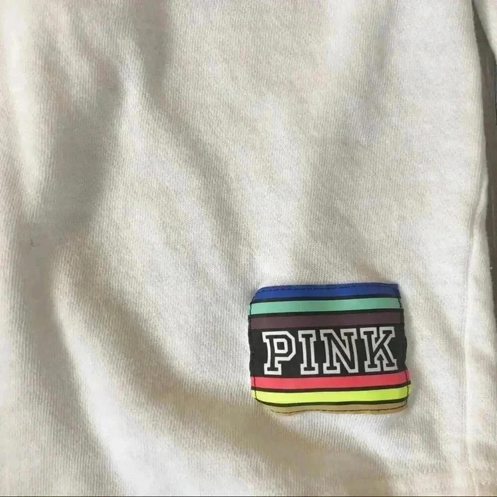 VS PINK Victoria's Secret White Grey Crewneck Pullover Sweatshirt Women's Size M