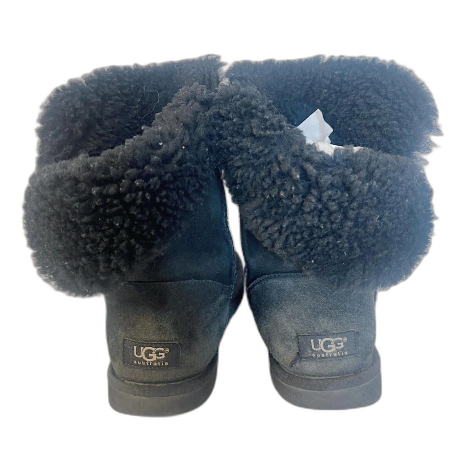Ugg Bailey Button Short Boots Black Shearling Women's Size 9