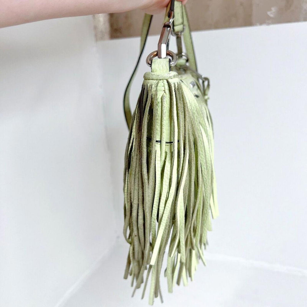 Rebecca Minkoff Mint Green Leather Fringe Crossbody Bag Purse Boho
