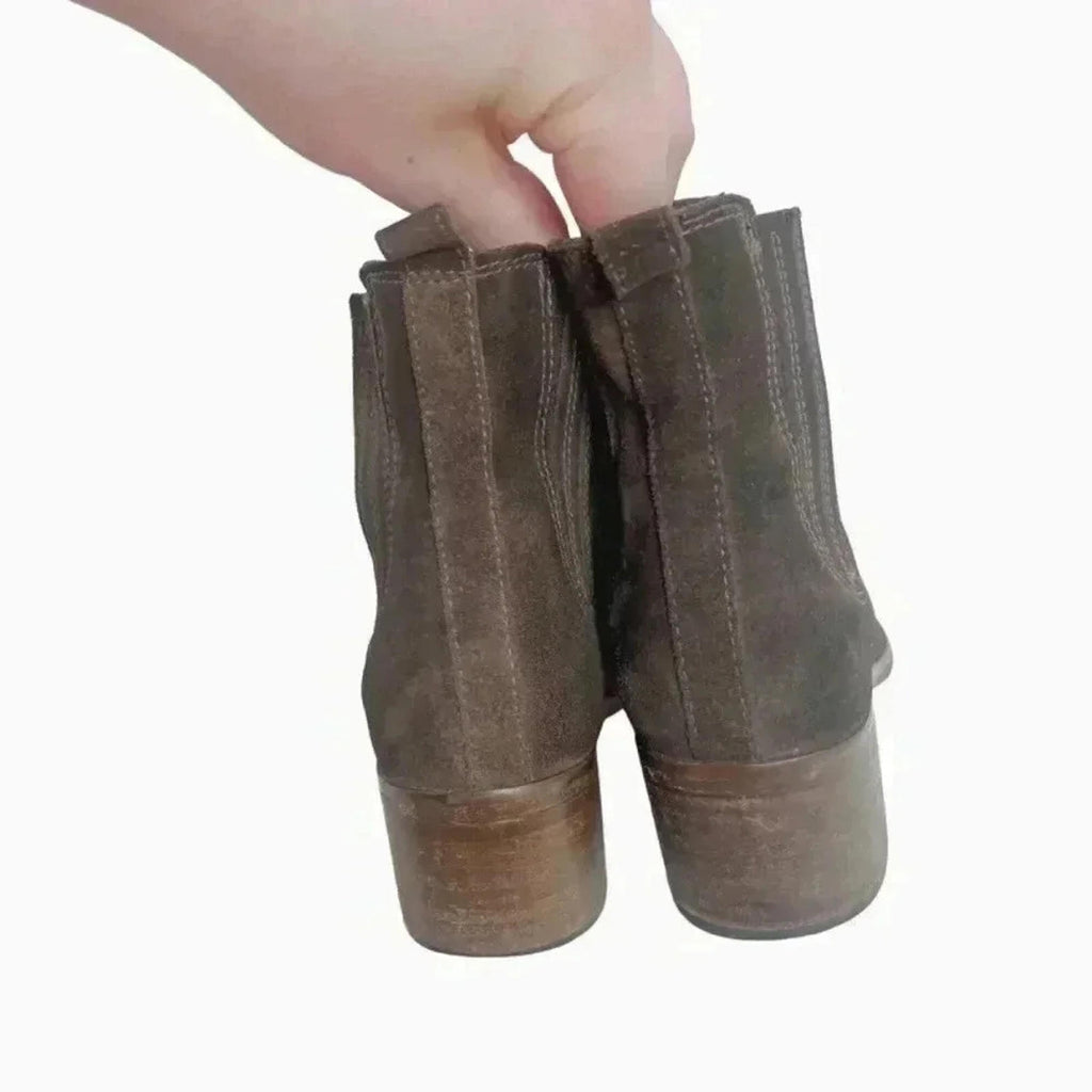 La Canadienne Brown Suede Booties Ankle Boots Leather Women's Size 5