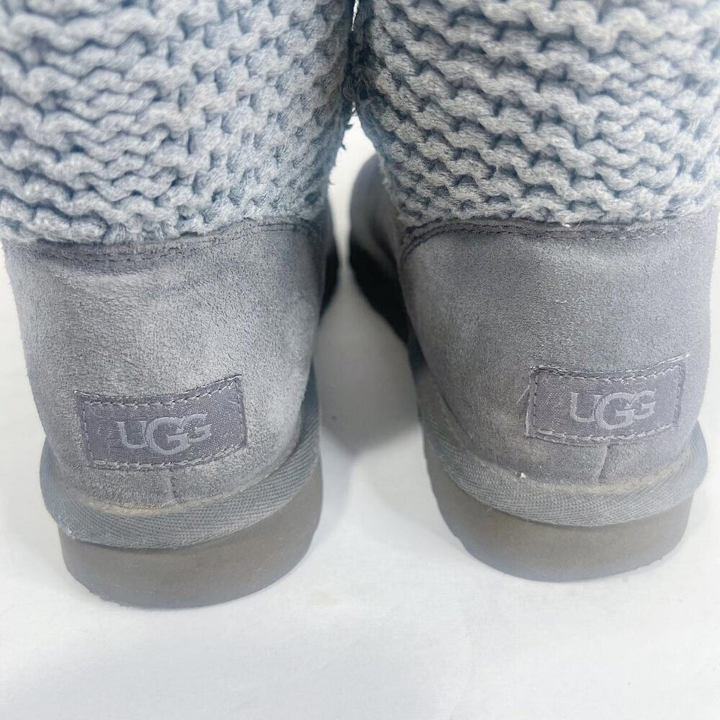 UGG Australia Shaina Boots Grey Charcoal Knit Tall Boots Foldover Size 7