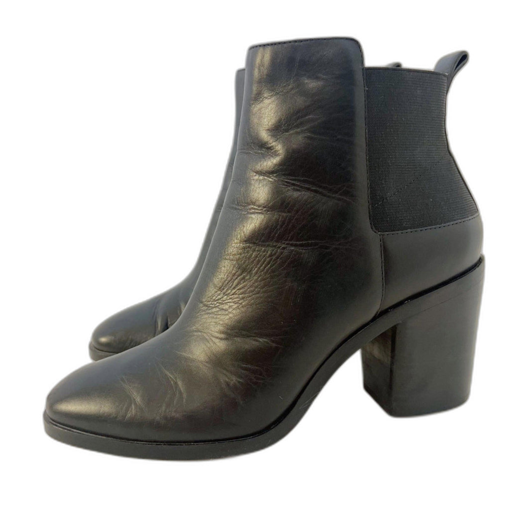 Pour la Victoire Black Leather Ankle Boots Heeled Booties Women's Size 9.5