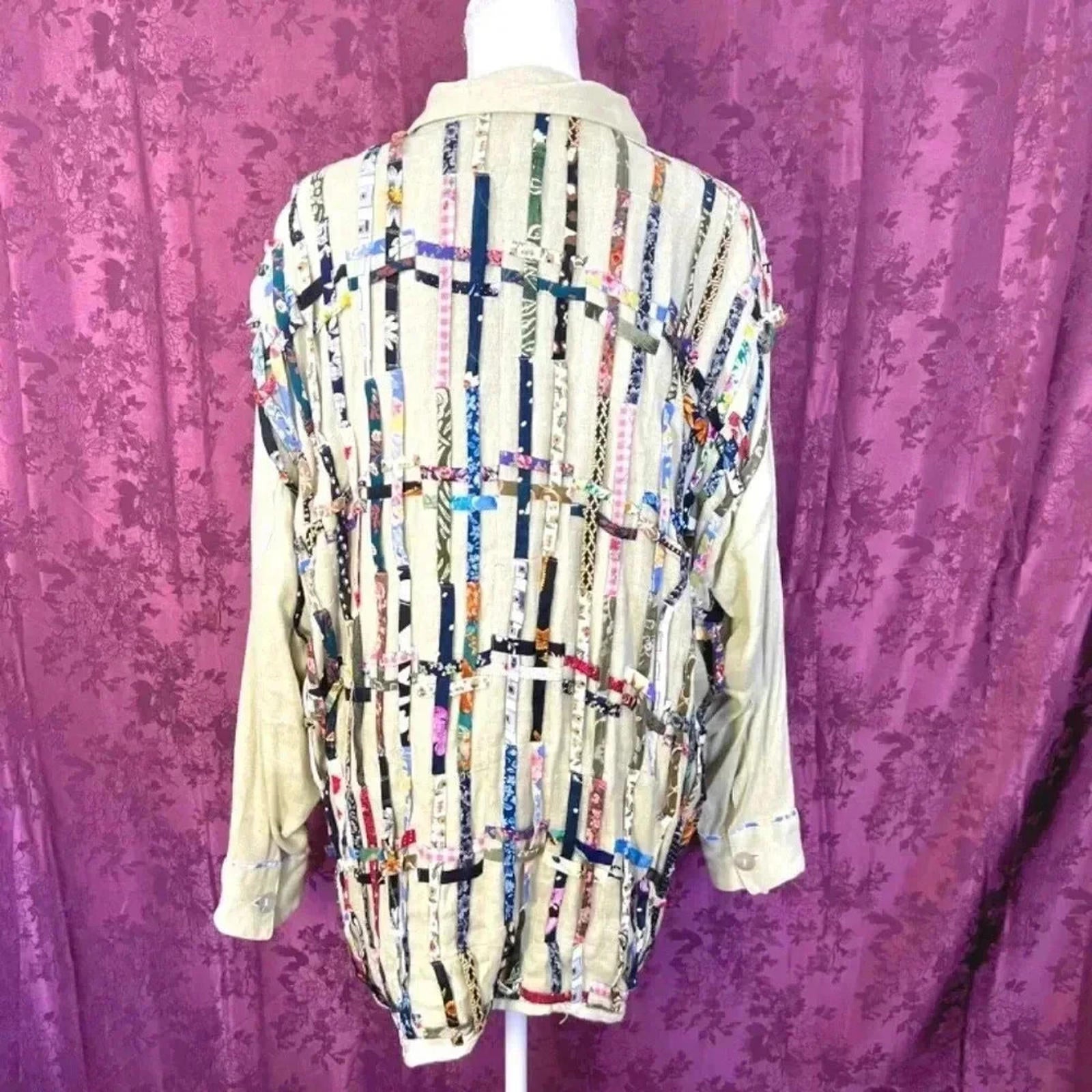 Vintage Soul Mates Woven Fabric Crafty Colorful Long Sleeve Shirt Size 1X