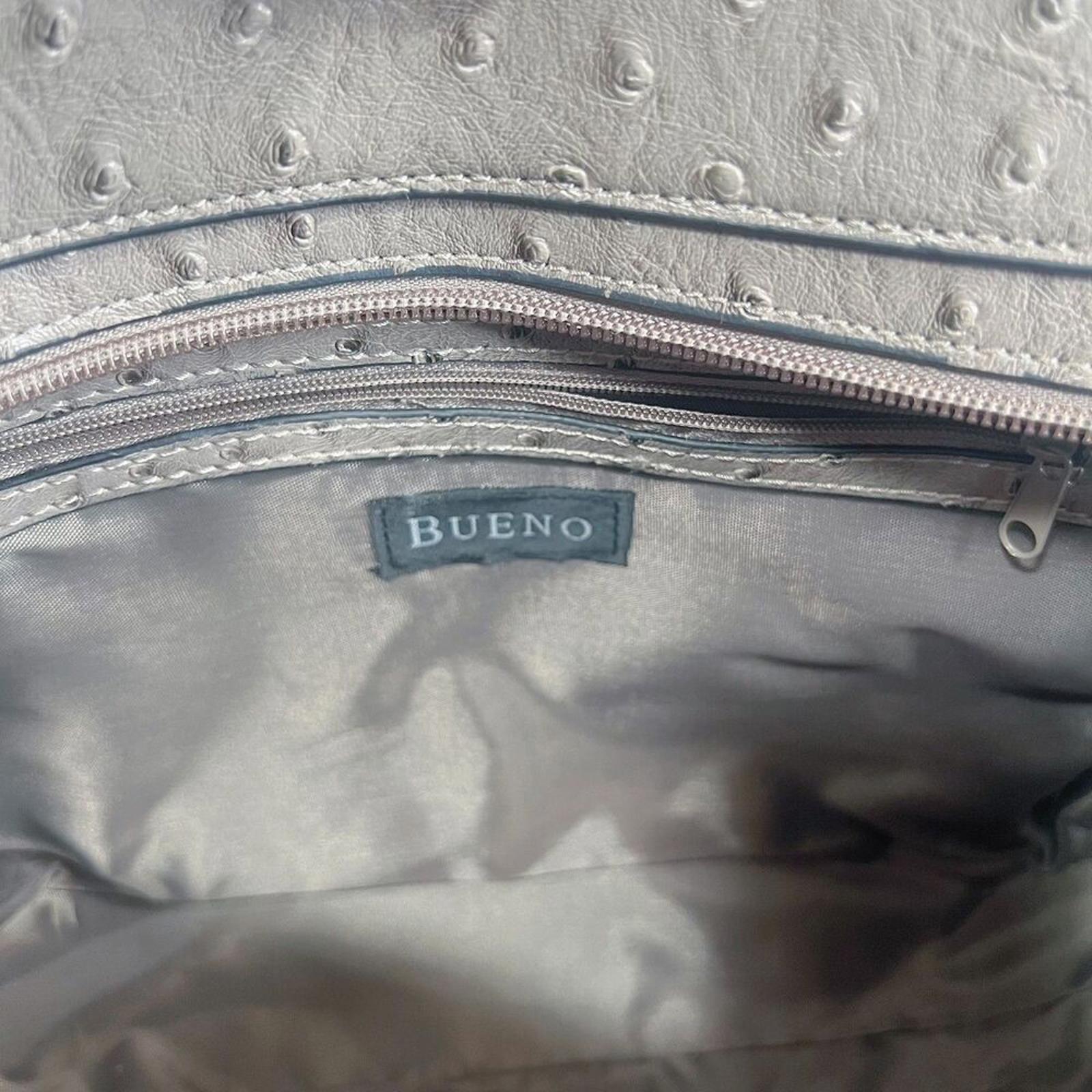 Bueno Fuax Ostrich Leather Grey Handbag Shoulder Bag Exotic Leather Purse