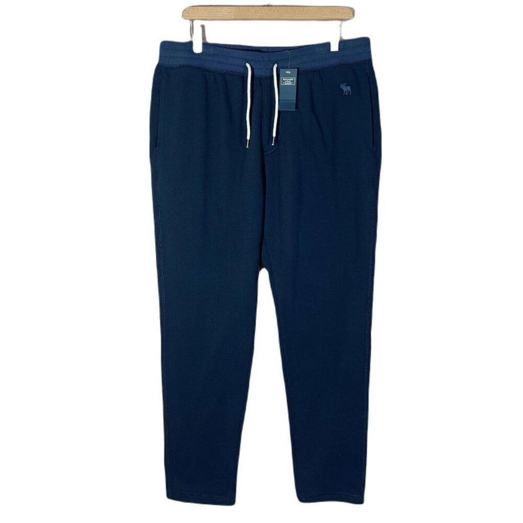 NWT Men's Abercrombie & Fitch Navy Blue Fleece Lined Joggers Size XL