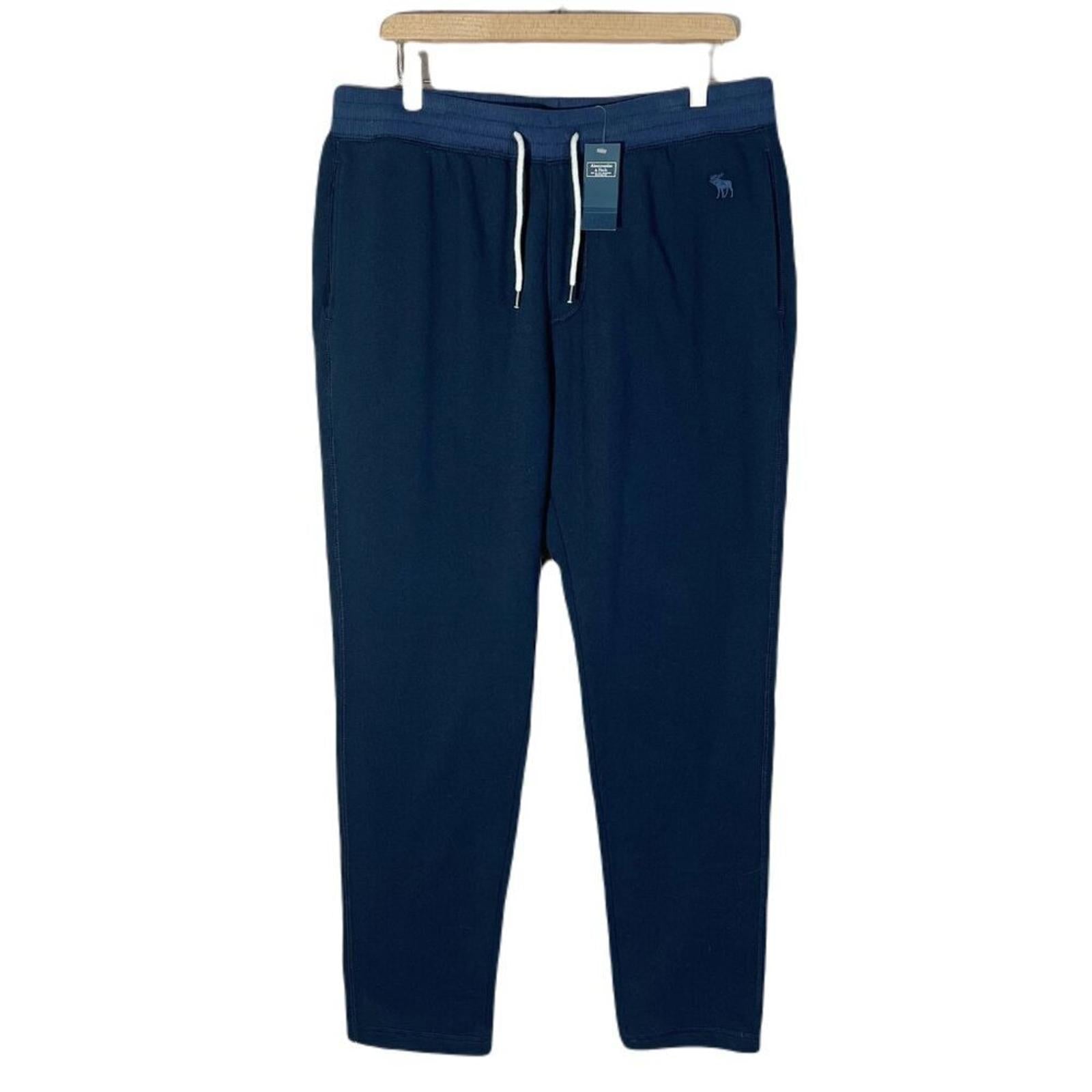 NWT Men's Abercrombie & Fitch Navy Blue Fleece Lined Joggers Size XL