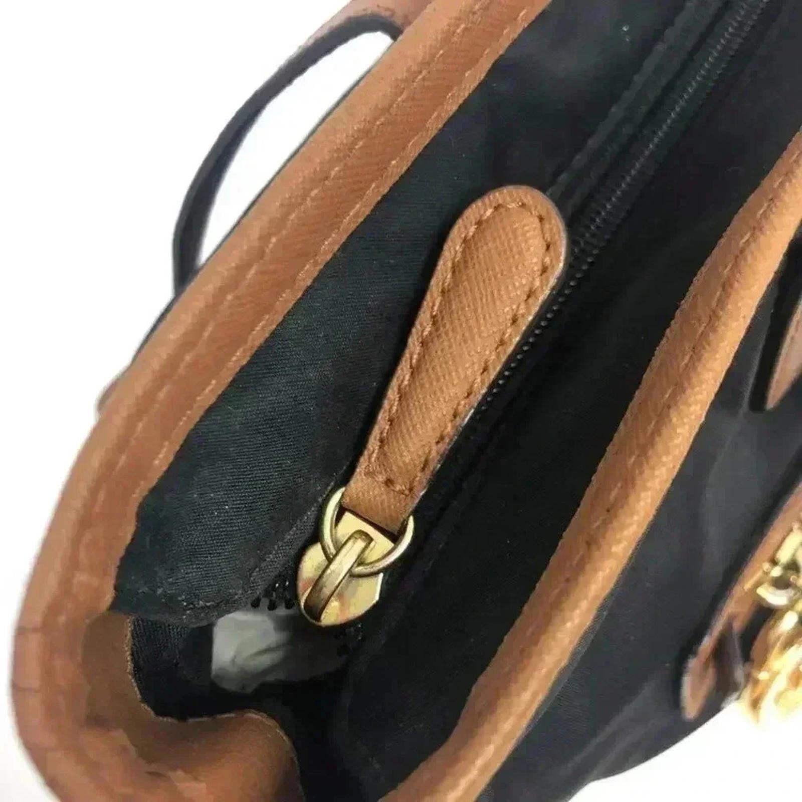 Michael Kors Black Nylon Tote Bag Leather Straps