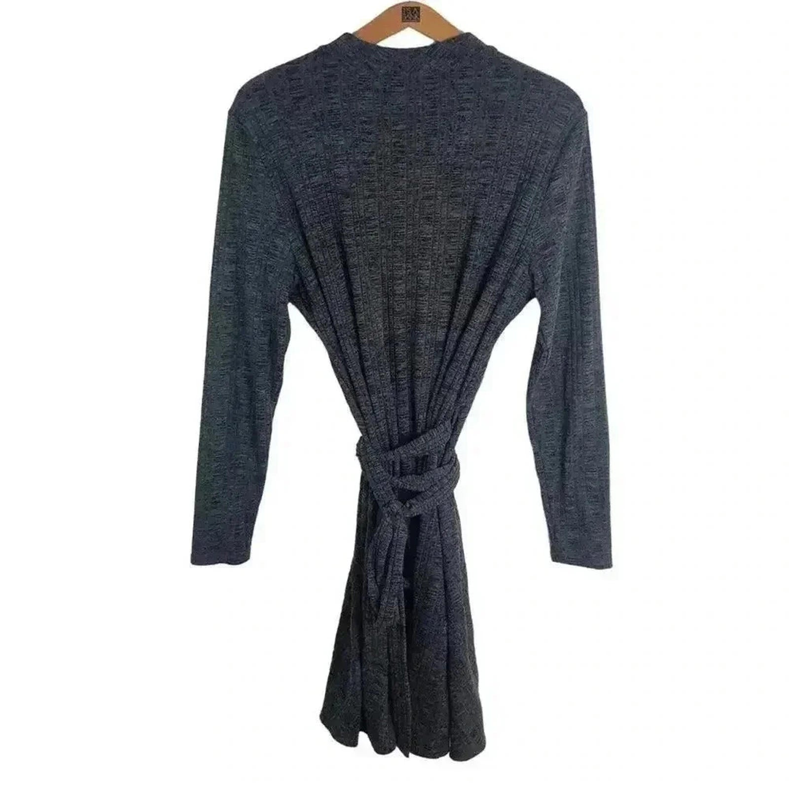 Laundry by Shelli Segal Grey Heathered Ribbed Keyhole Dress Women's Size 14