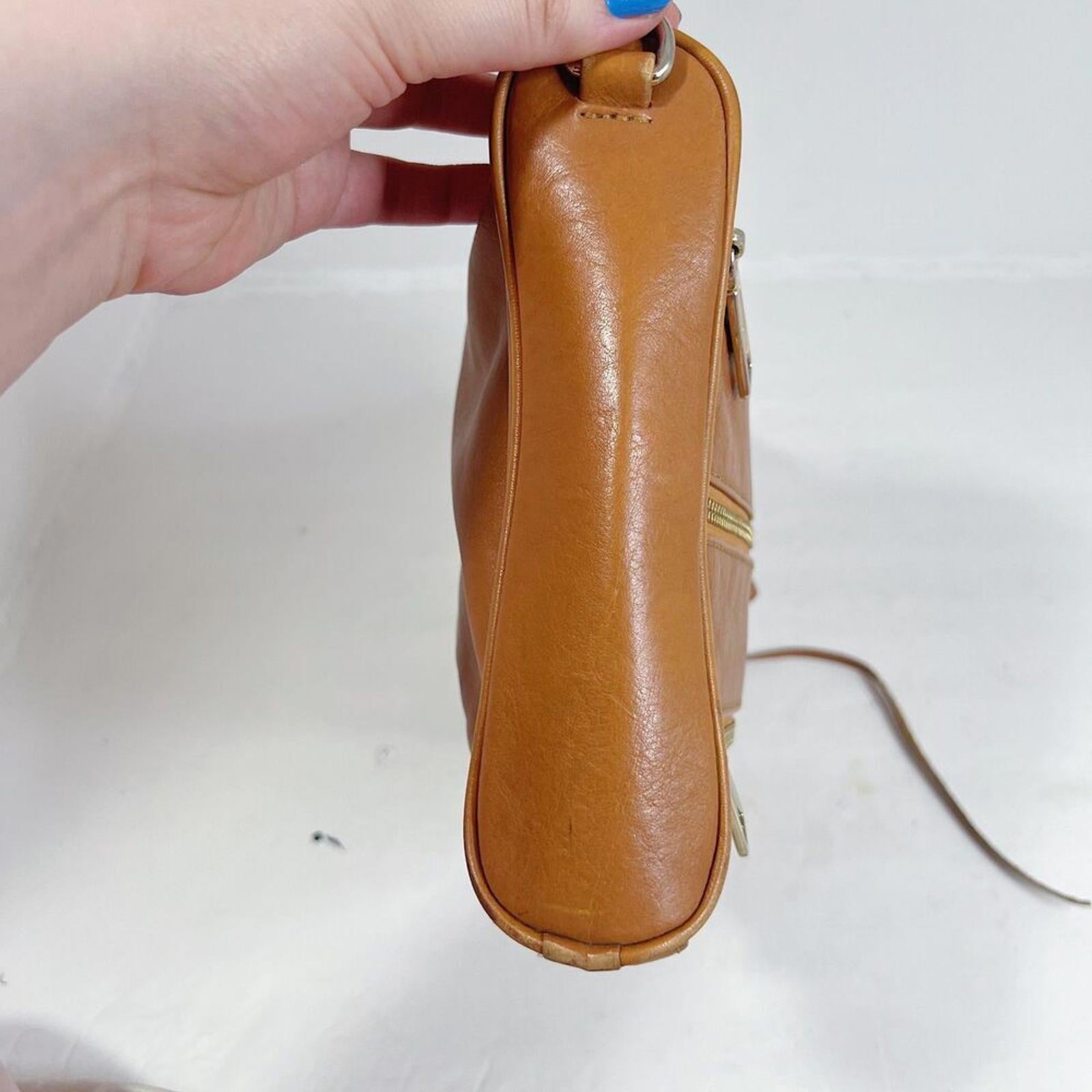 Rebecca Minkoff Mini 5 Zip Convertible Crossbody Bag Tan Leather Purse
