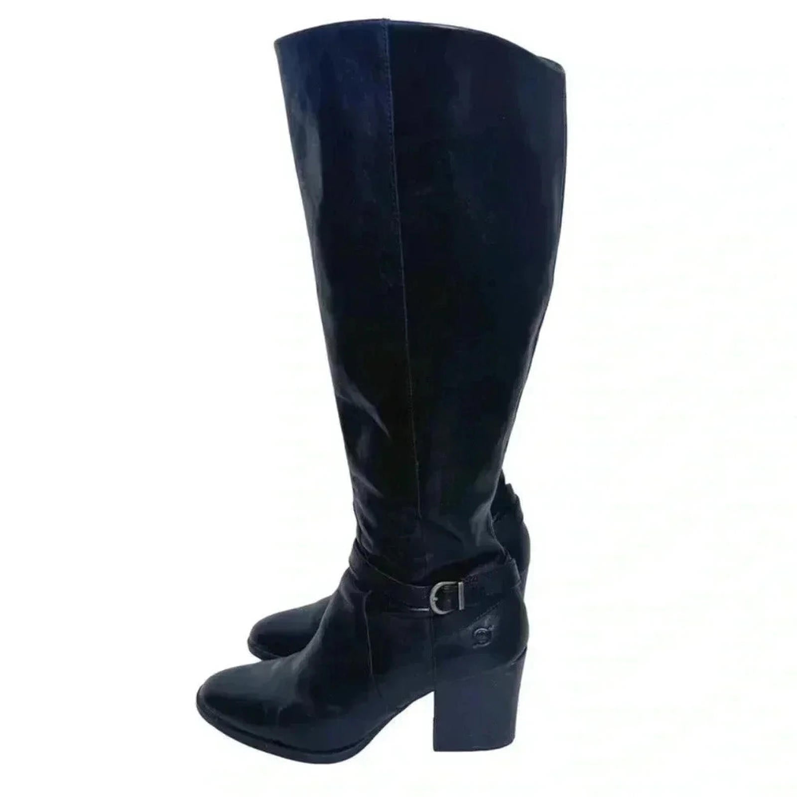 Born Esla Zip Knee High Heeled Boots Women's Size 9.5