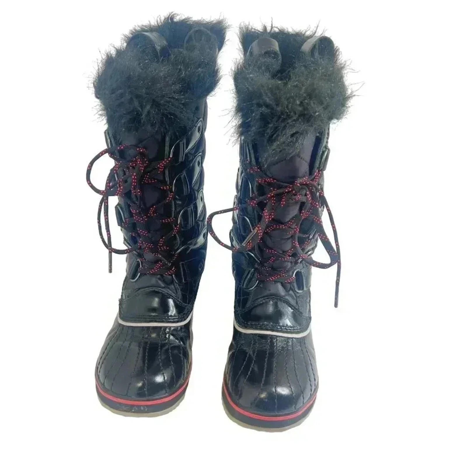 Sorel Tofino Cate Black Winter Snow Boots Quilted Waterproof Size 7