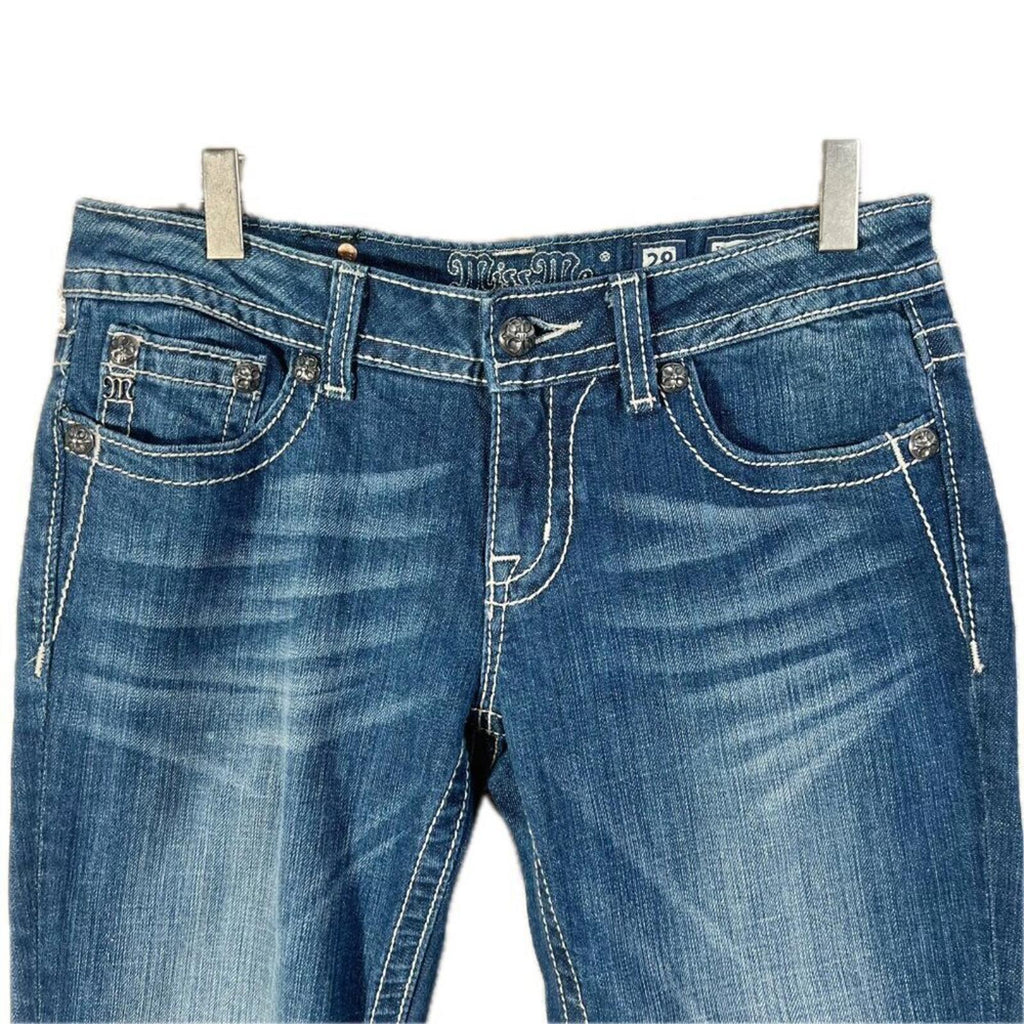 Miss Me Fleur De Lis Embellished Cropped Jeans Capri Women's Size 28