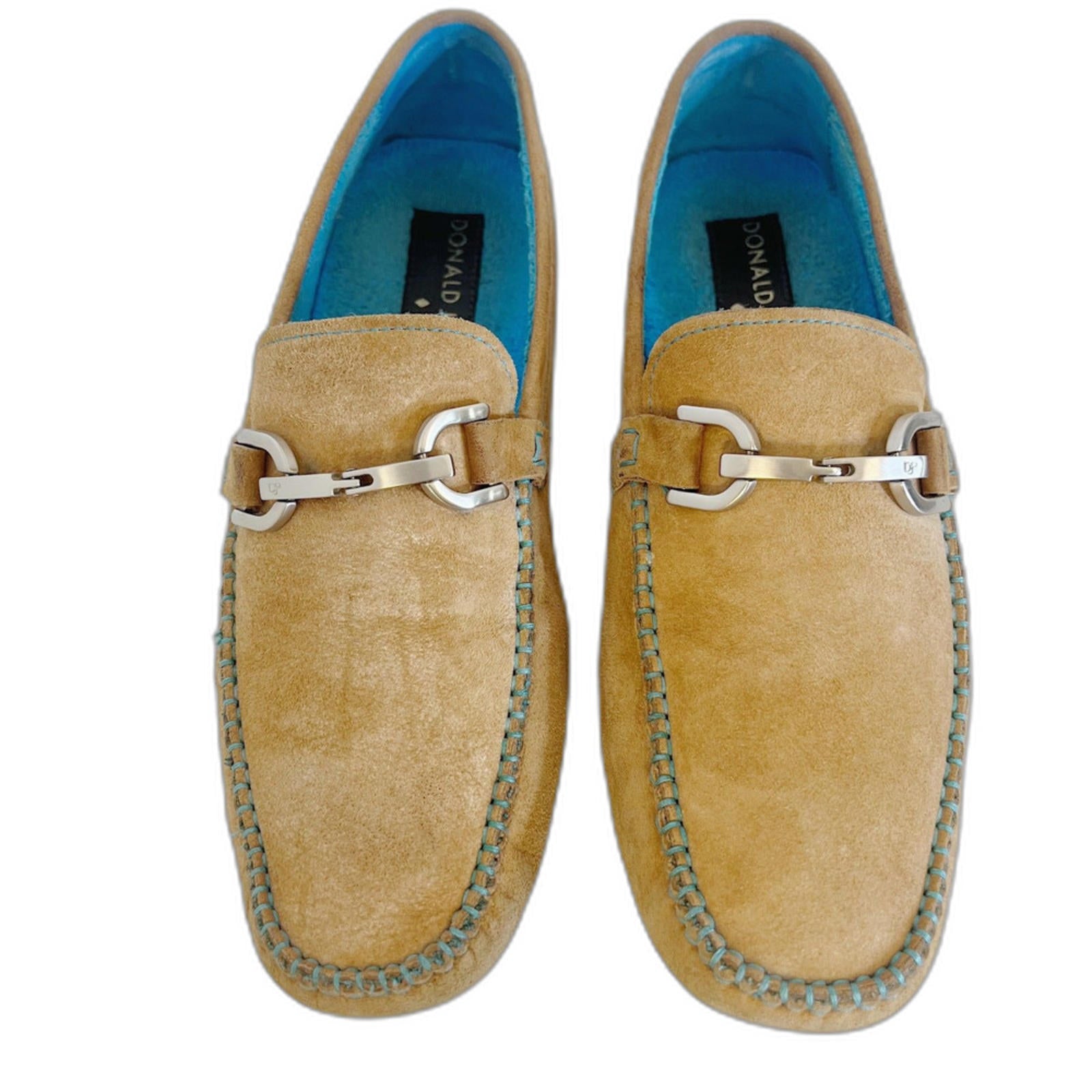 Donald J Pliner Men's Dacio Driver Tan Suede Horsebit Loafers Blue Size 10
