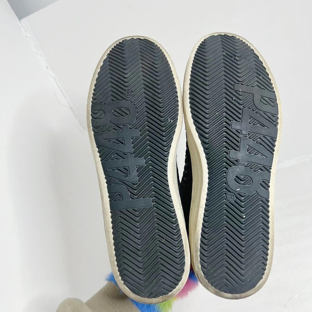 P448 John Black Zebra Print Metallic Suede Leather Low Rise Sneakers Size 9 10