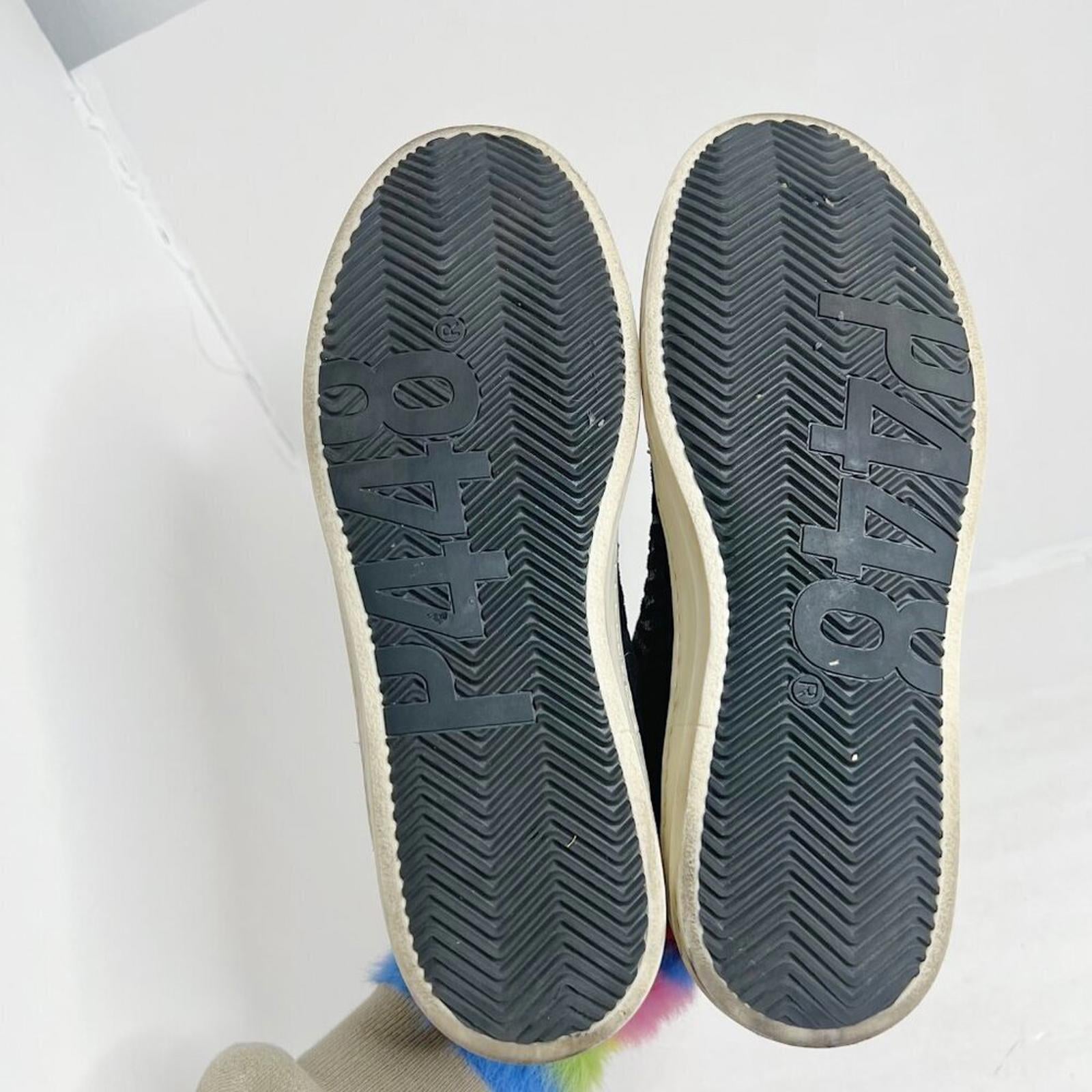 P448 John Black Zebra Print Metallic Suede Leather Low Rise Sneakers Size 9 10