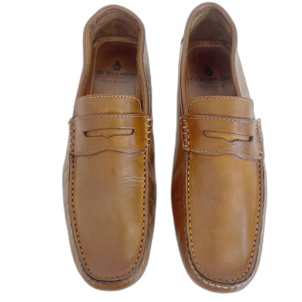 Di Bianco SPQR Brown Leather Driving Loafers Men's Size 9.5 Italian Leather