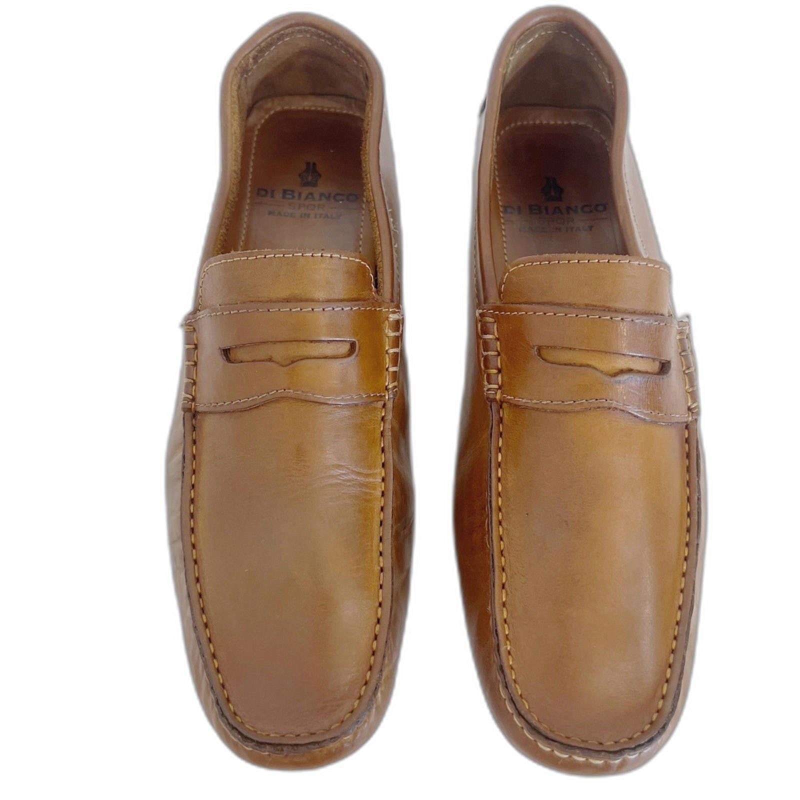 Di Bianco SPQR Brown Leather Driving Loafers Men's Size 9.5 Italian Leather