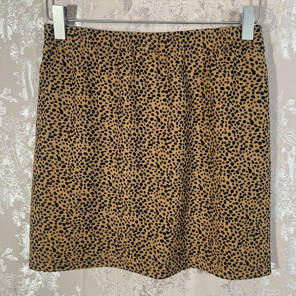 Shein Cheetah Print Black and Tan Brown Spotted Animal Print Mini Skirt Size M