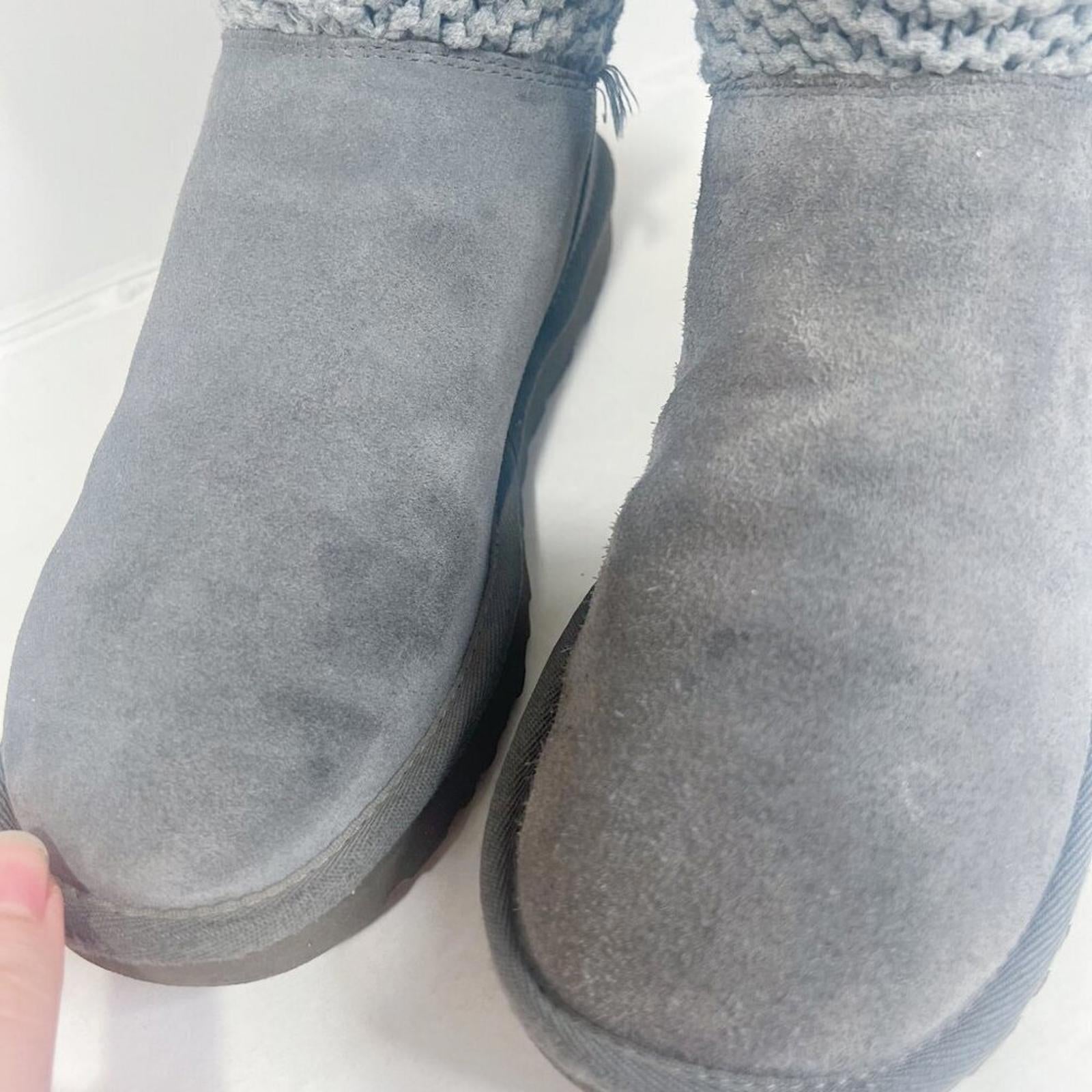 UGG Australia Shaina Boots Grey Charcoal Knit Tall Boots Foldover Size 7