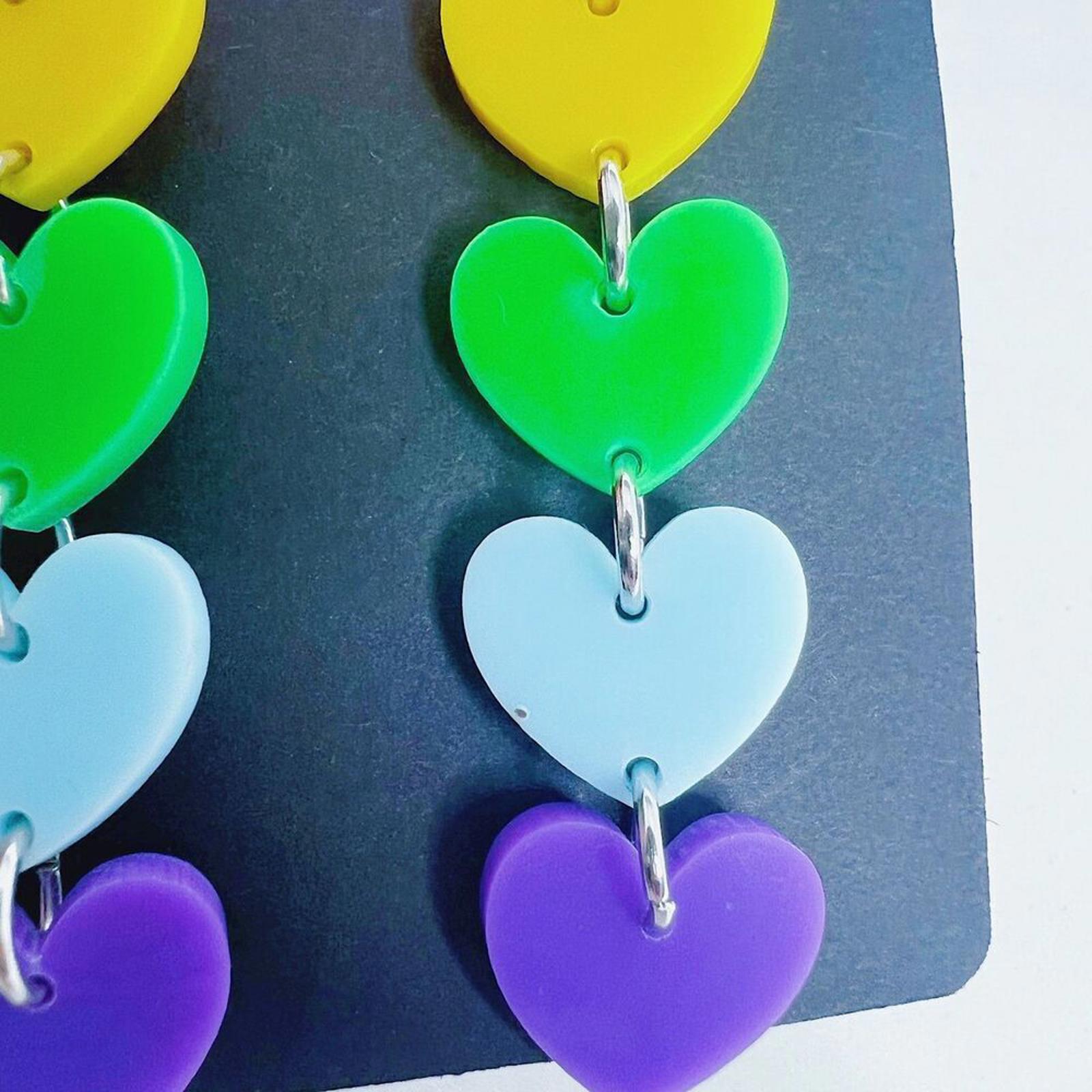 Rainbow Heart Earrings Pride Drop Dangling Earrings LGBTQ+