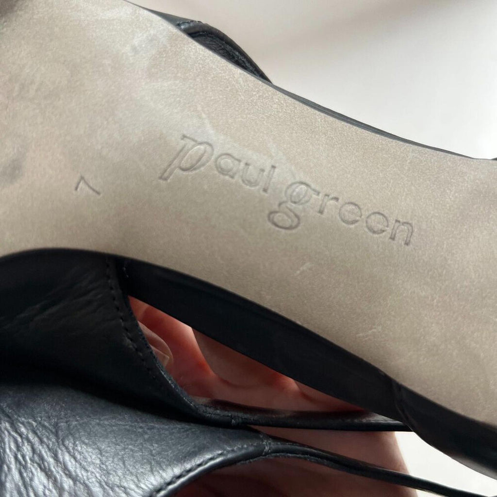 Paul Green Black Leather Pointed Toe Sling Back Heels Women's Size 9.5 US