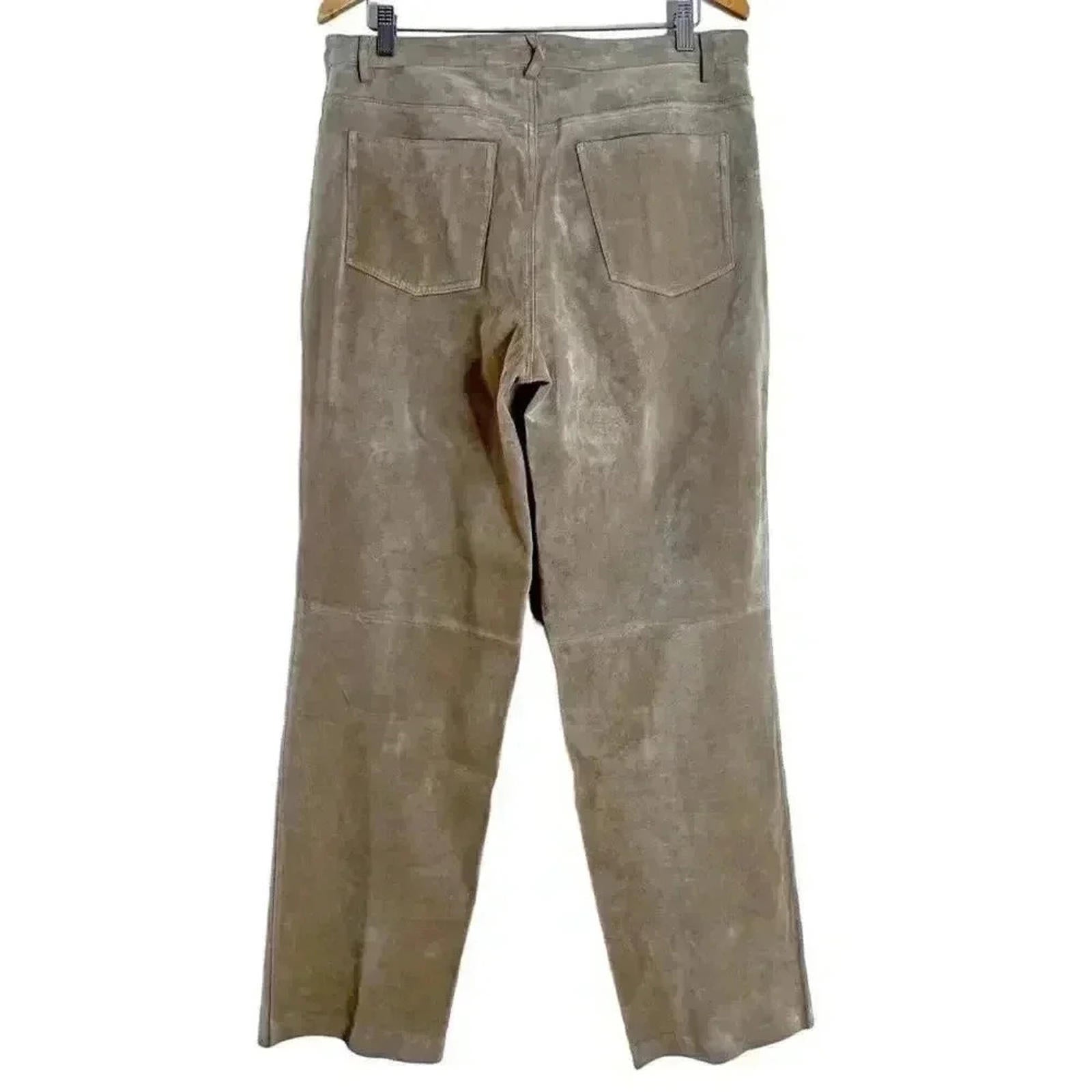 Nordstrom Vintage Tan Suede Leather Straight Leg Pants Women's Size 14