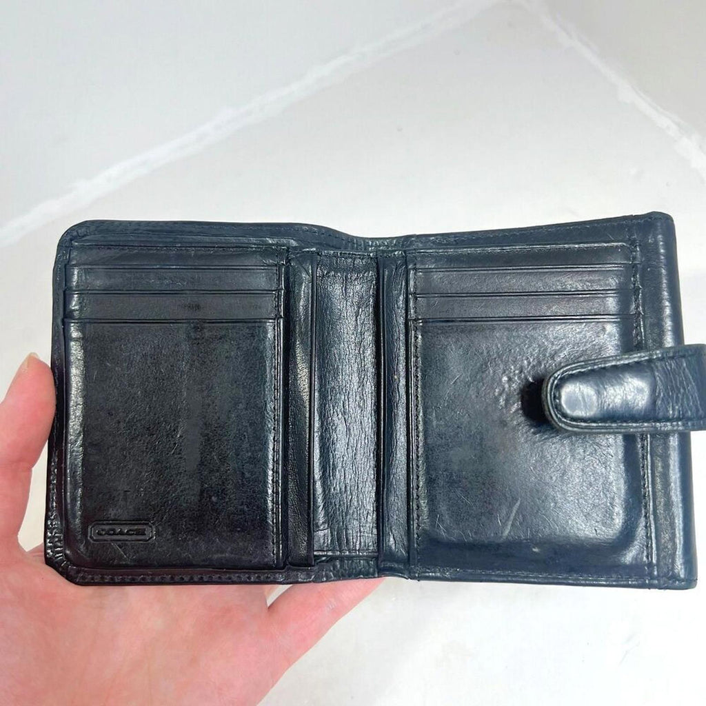Vintage Coach Black Leather Bifold Wallet Soft Leather Credit Card Holder