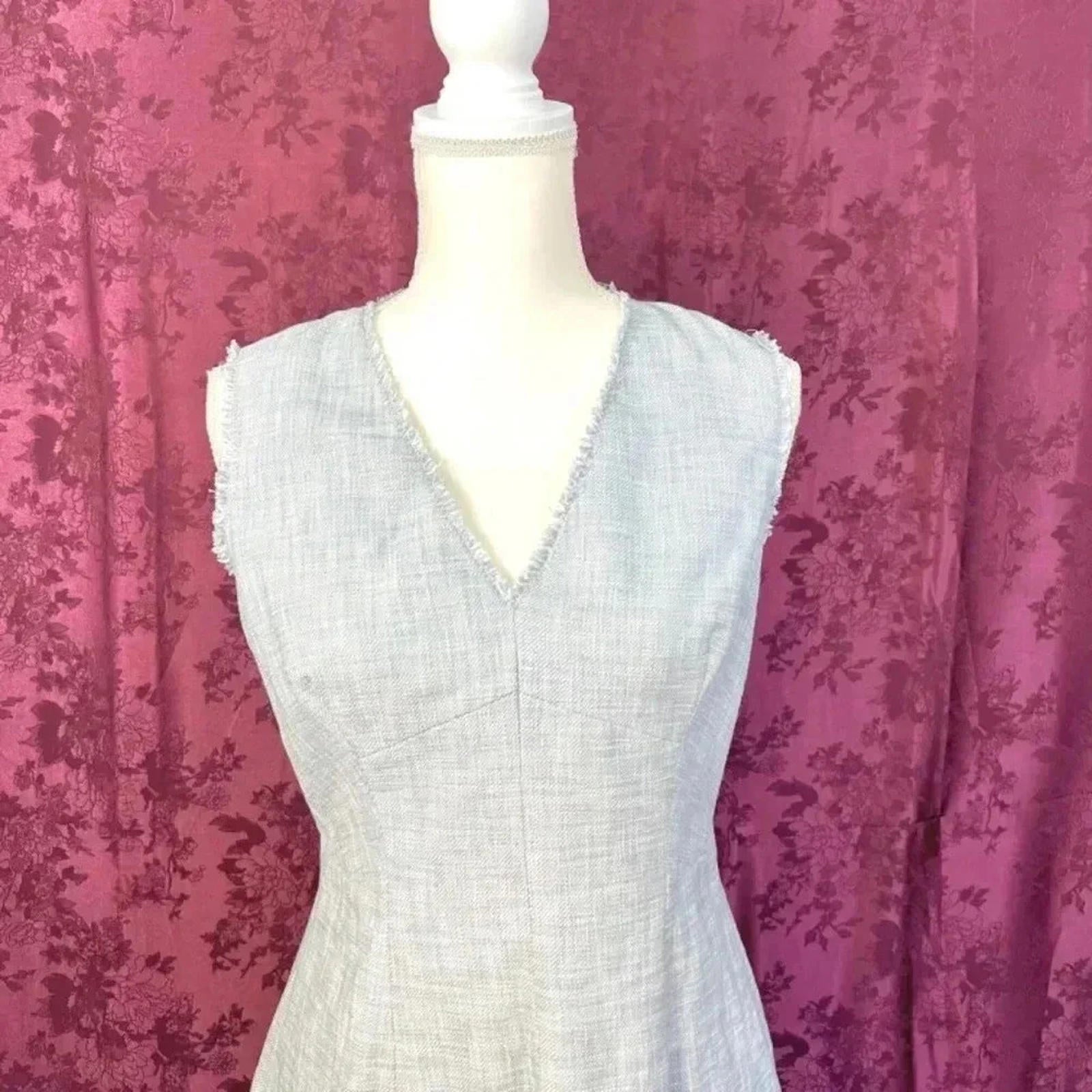 Rebecca Taylor Slub Suiting Dress Grey Tweed A Line Dress Women's Size 8