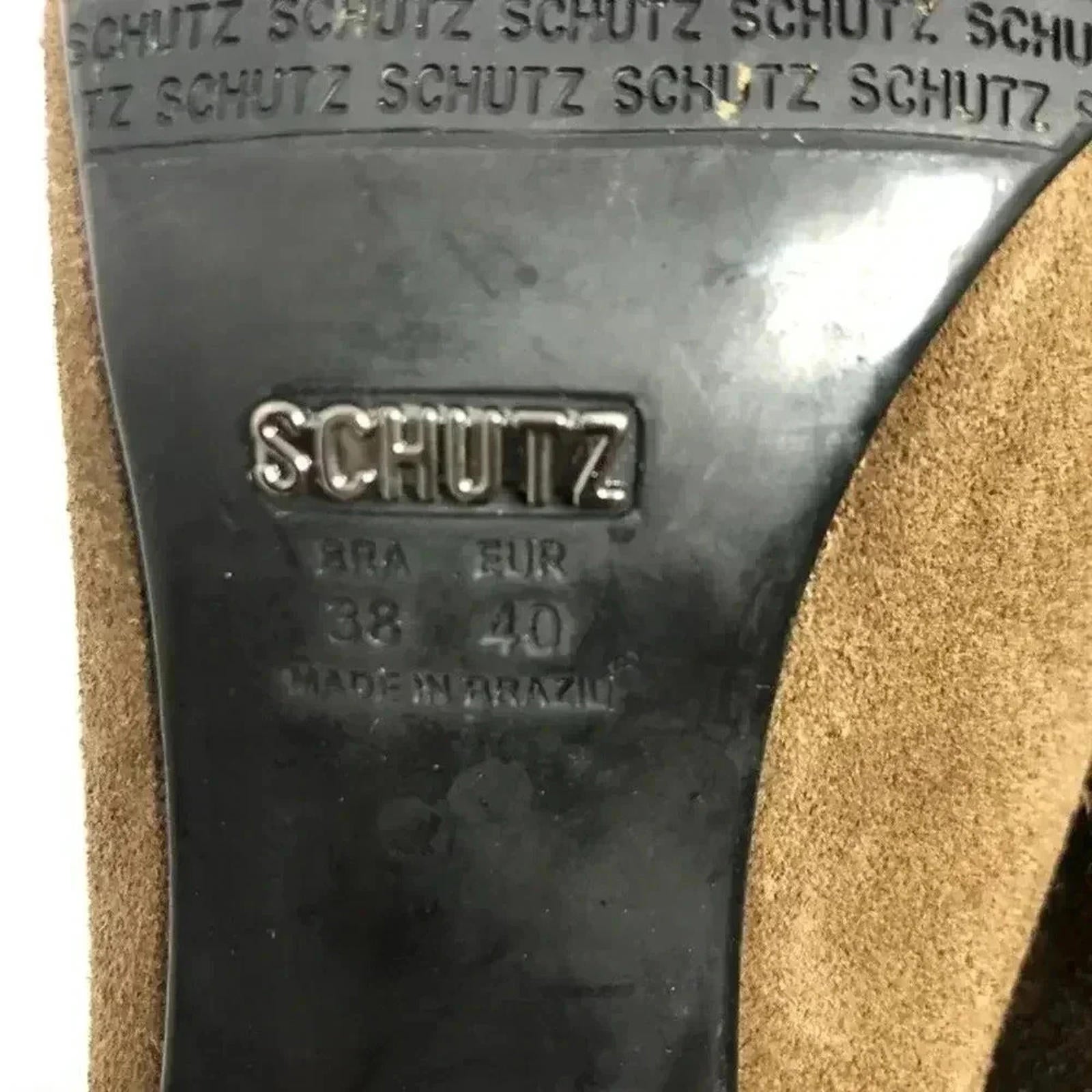 Schutz Brown Suede Heeled Foldover Heeled Booties Ankle Boots Women's Size 9