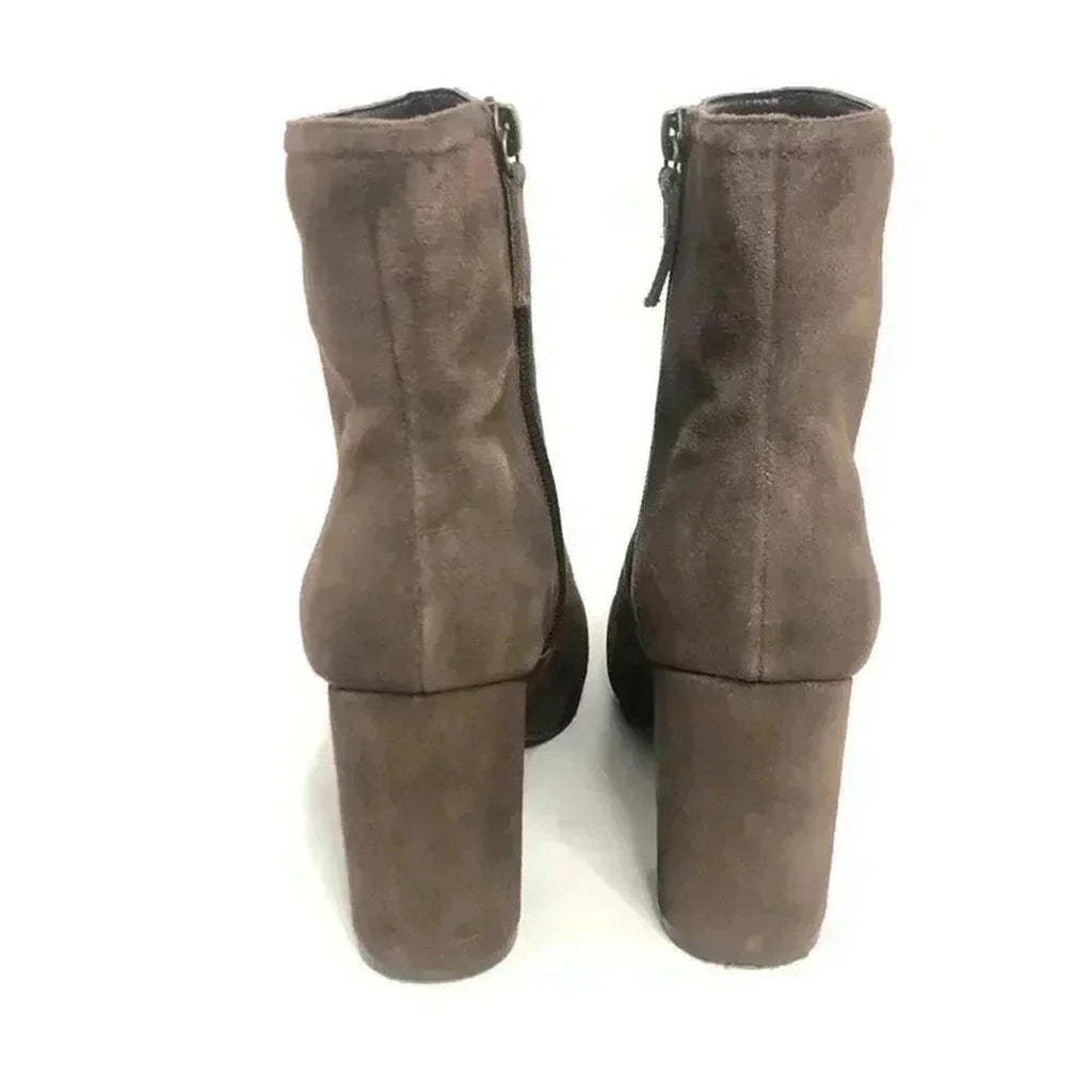 UO Faux Suede Dark Brown Booties Chunky Heels Women's Size 9