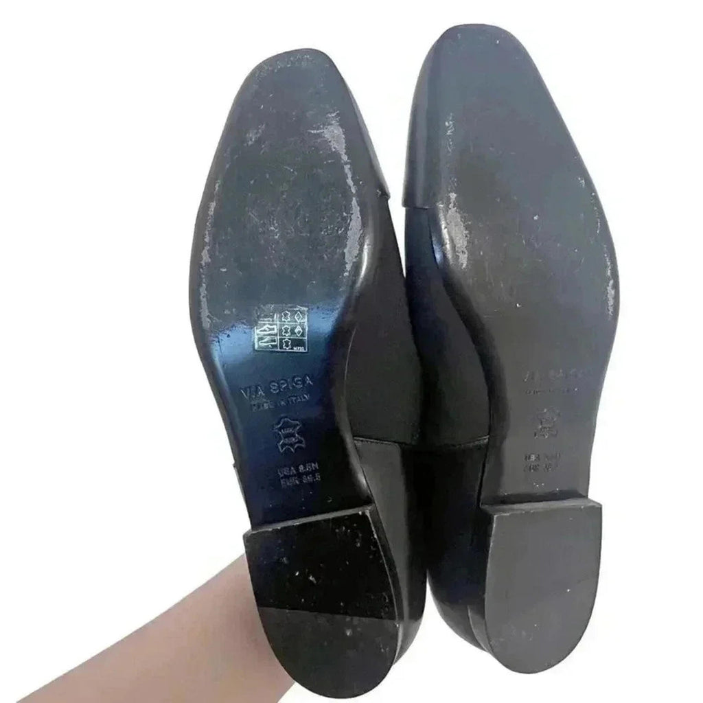 Via. Spiga Tate Black Leather and Neoprene Slip Ons Women's Size 9.5