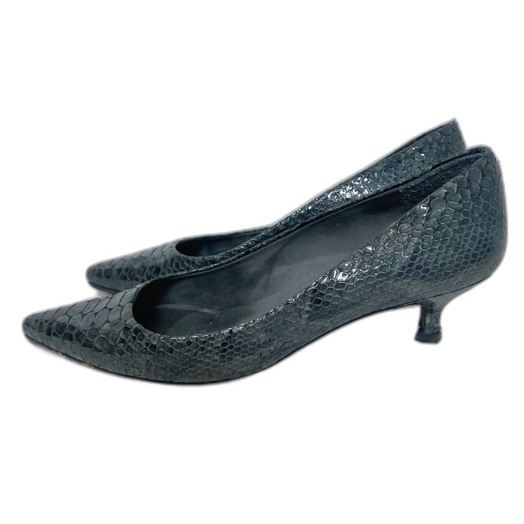 y2k Stuart Weitzman Grey Python Snakeprint Leather Pointed Toe Heels Size 8.5