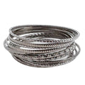 Silver Set of Bangles Textured Boho Chic Bohemian